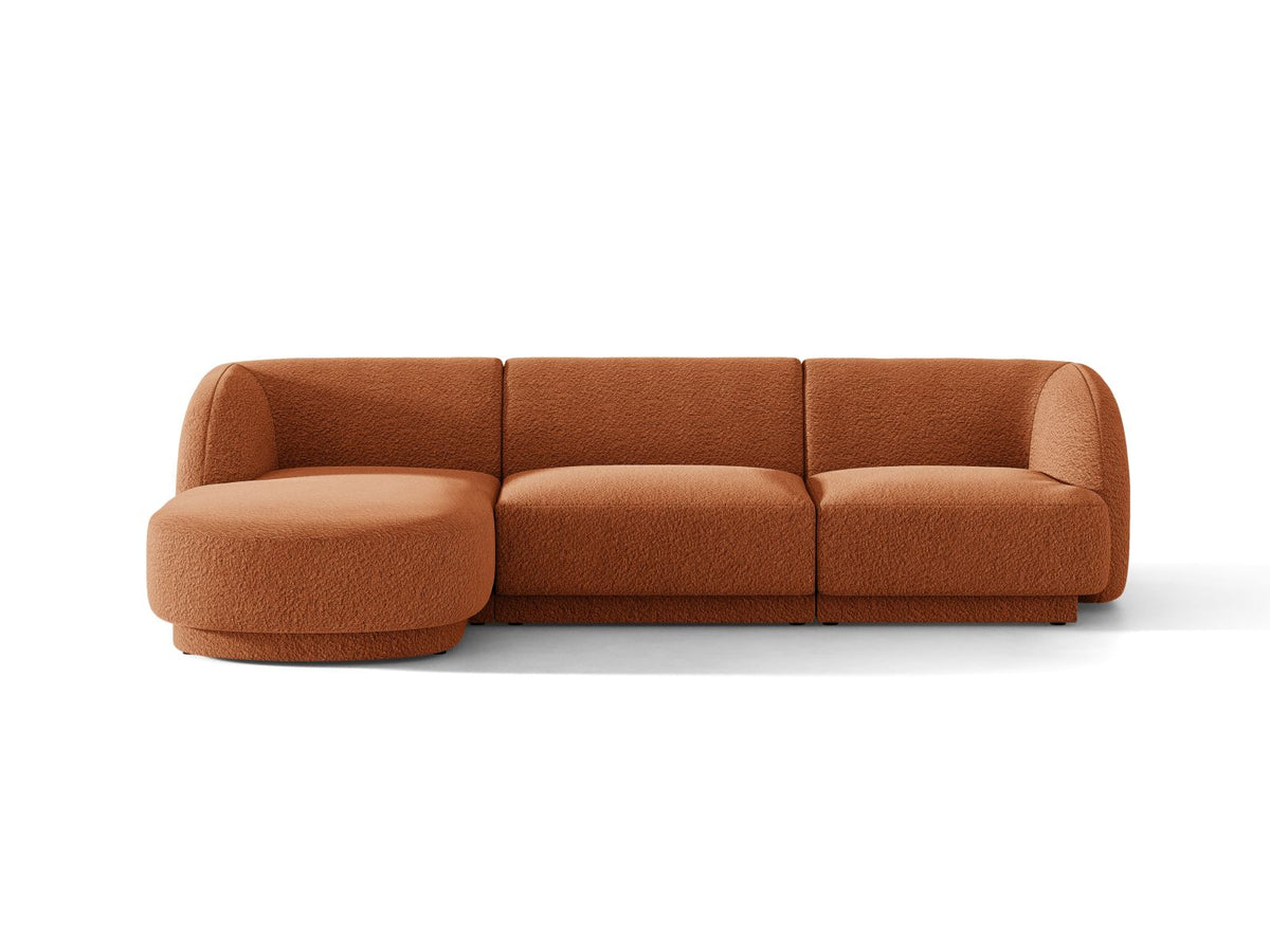 Miley — Corner Sofa Terracotta (Baloo 2078) Black Plastic Left