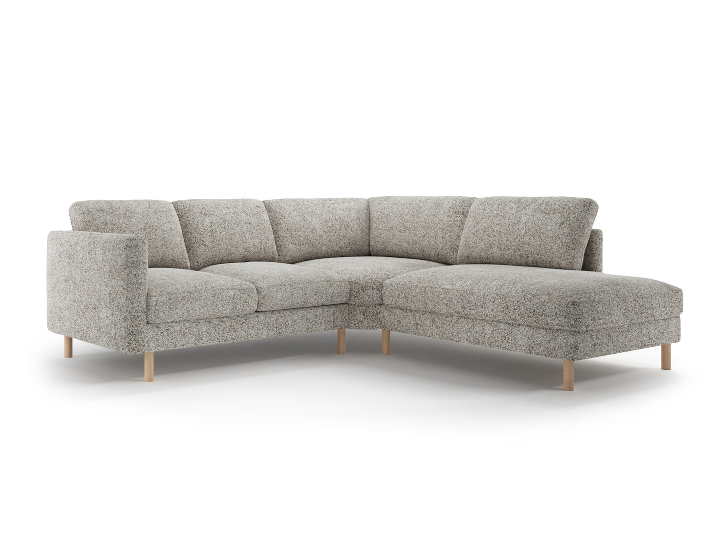 Eden — Corner Sofa Beige Melange (Puente 06) Natural Oak Wood Right