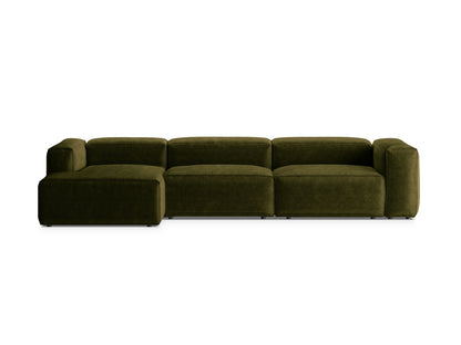 Bergamo — Corner Sofa Green (Perla 60) Black Plastic Left