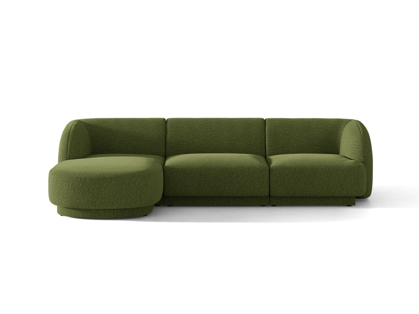 Miley — Corner Sofa Dark Olive Green (Baloo 2090) Black Plastic Left