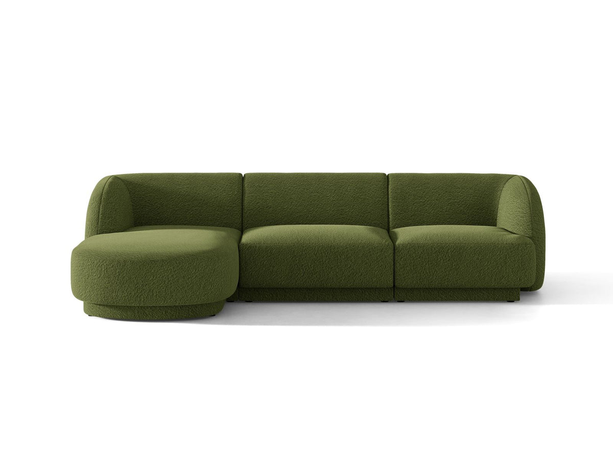 Miley — Corner Sofa Dark Olive Green (Baloo 2090) Black Plastic Left