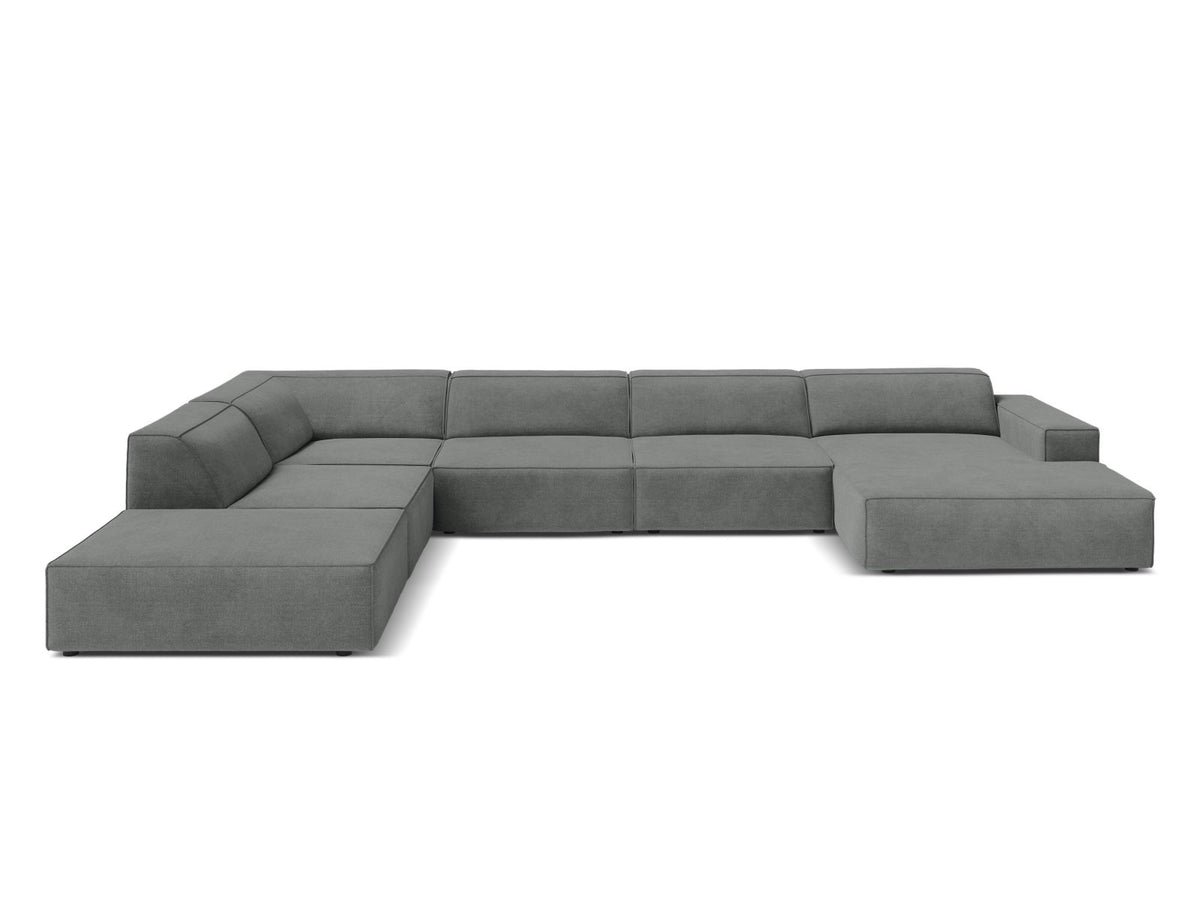 Jodie — Panoramic Sofa Grey (Liberty 20) Black Plastic Left