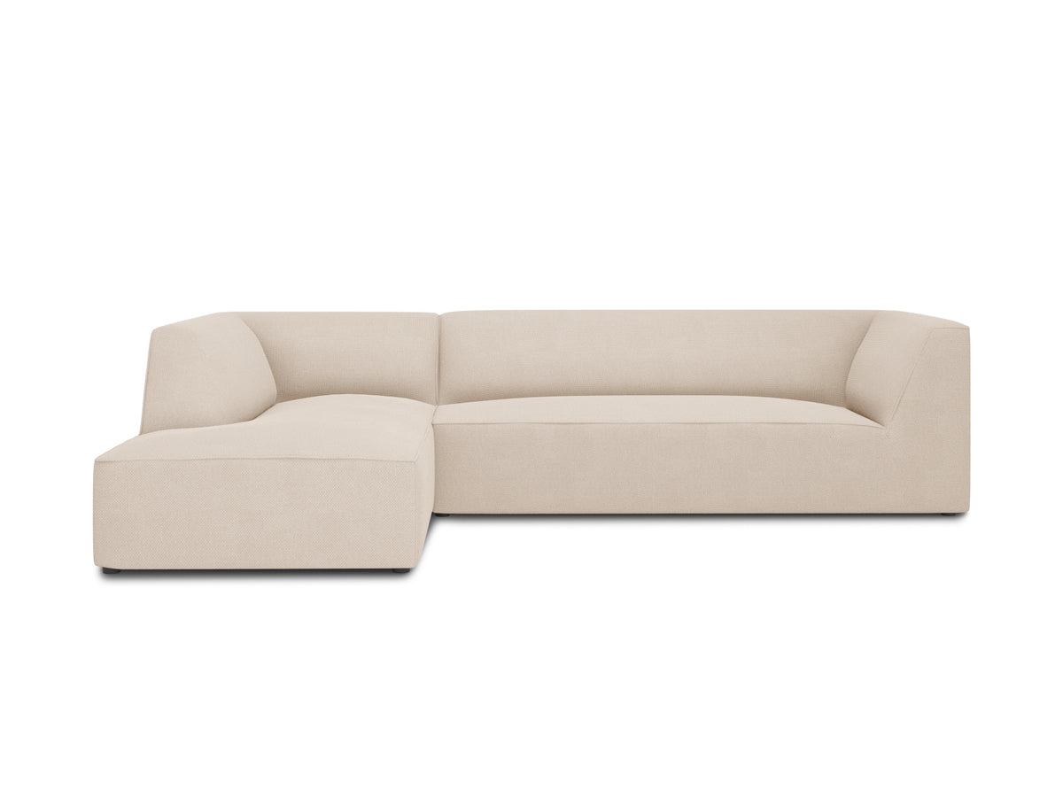 Ruby — Corner Sofa Beige (Ottawa 8) Black Plastic Left