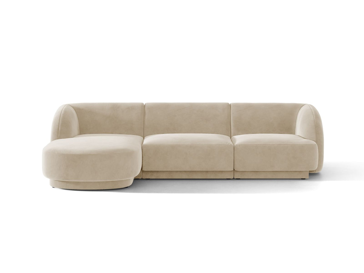 Miley — Corner Sofa Beige (Venus 2928) Black Plastic Left