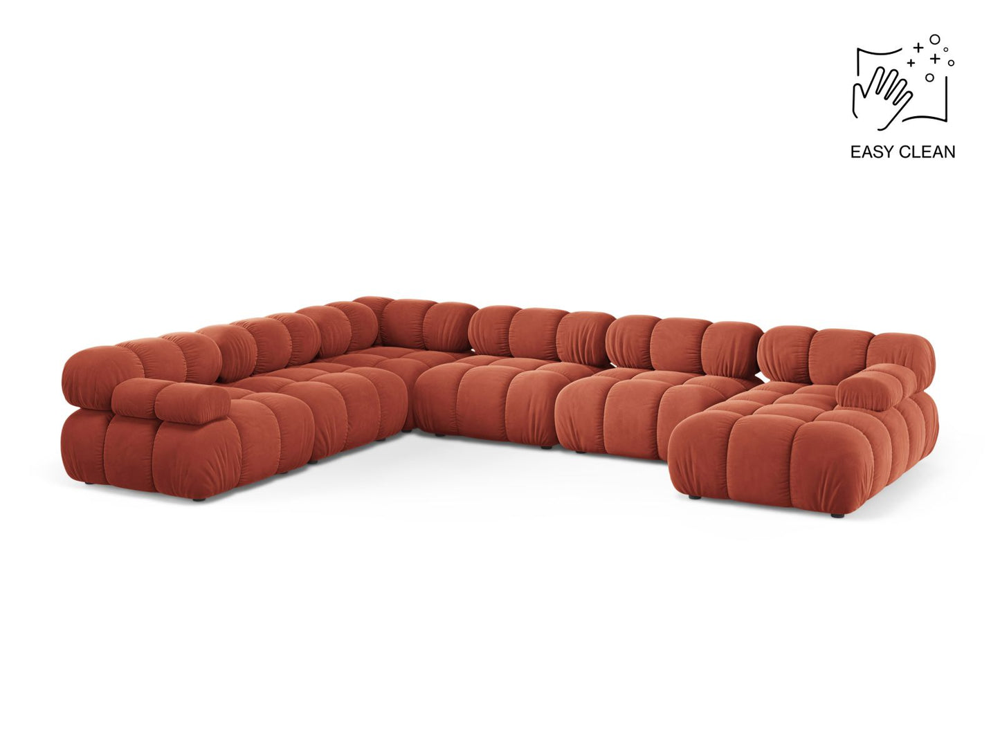 Bellis — Panoramic Sofa Coral (Venus 2933) Black Plastic Left