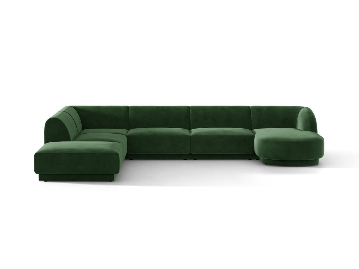 Miley — Panoramic Sofa Bottle Green (Venus 2940) Black Plastic Left