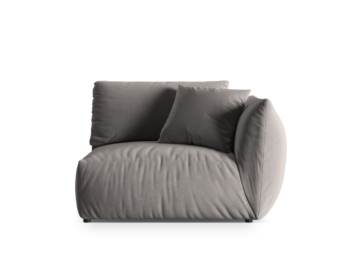 Chris — Modular Sofa Grey (Casino Stone) Black Plastic Right