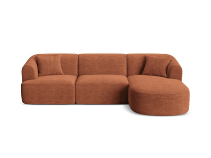 Campi — Corner Sofa Terracotta (Lincoln 52D) Black Plastic Left