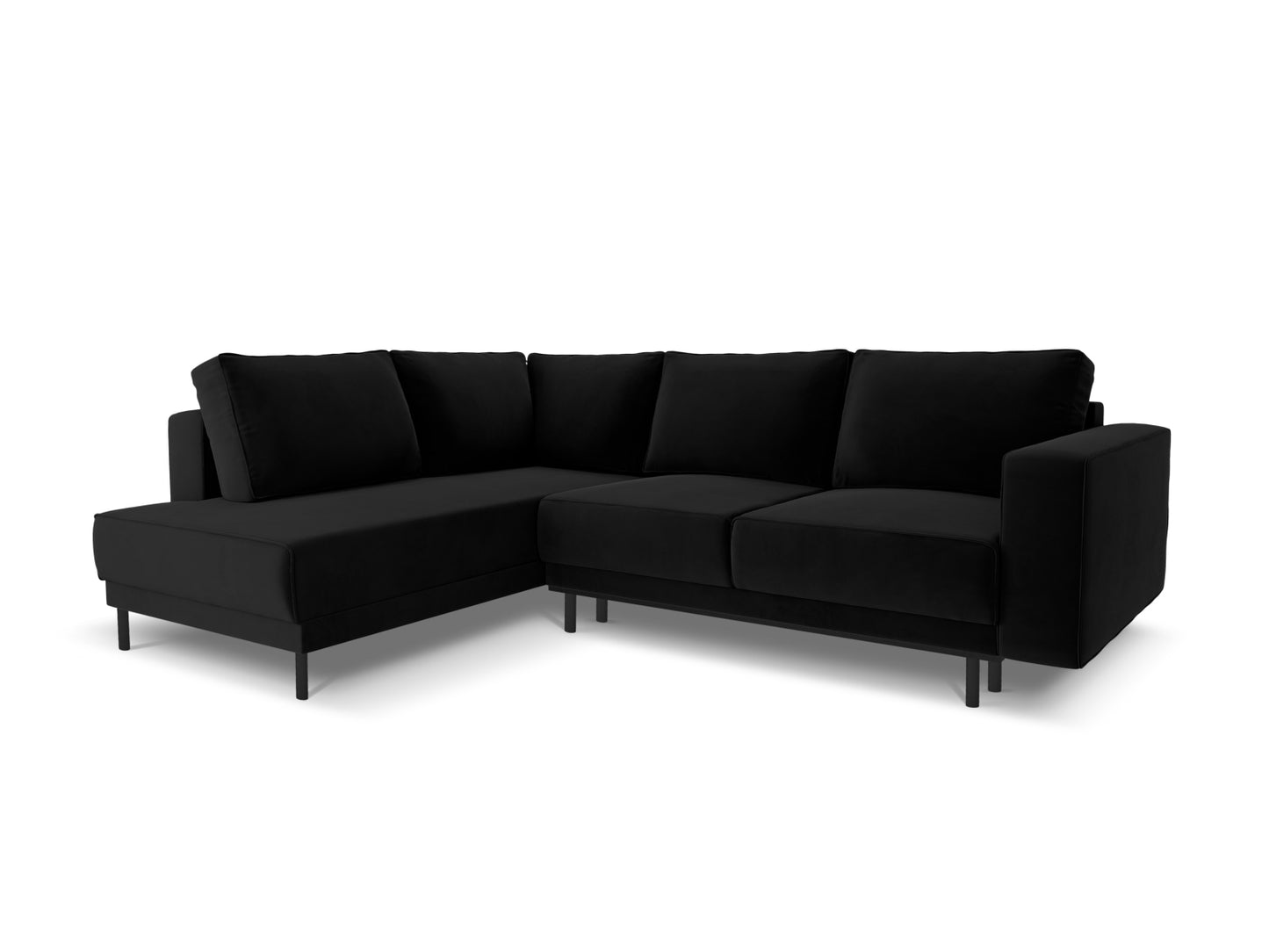 Caro — Corner Sofa Black (Bluvel 19) Black Beech Wood Left