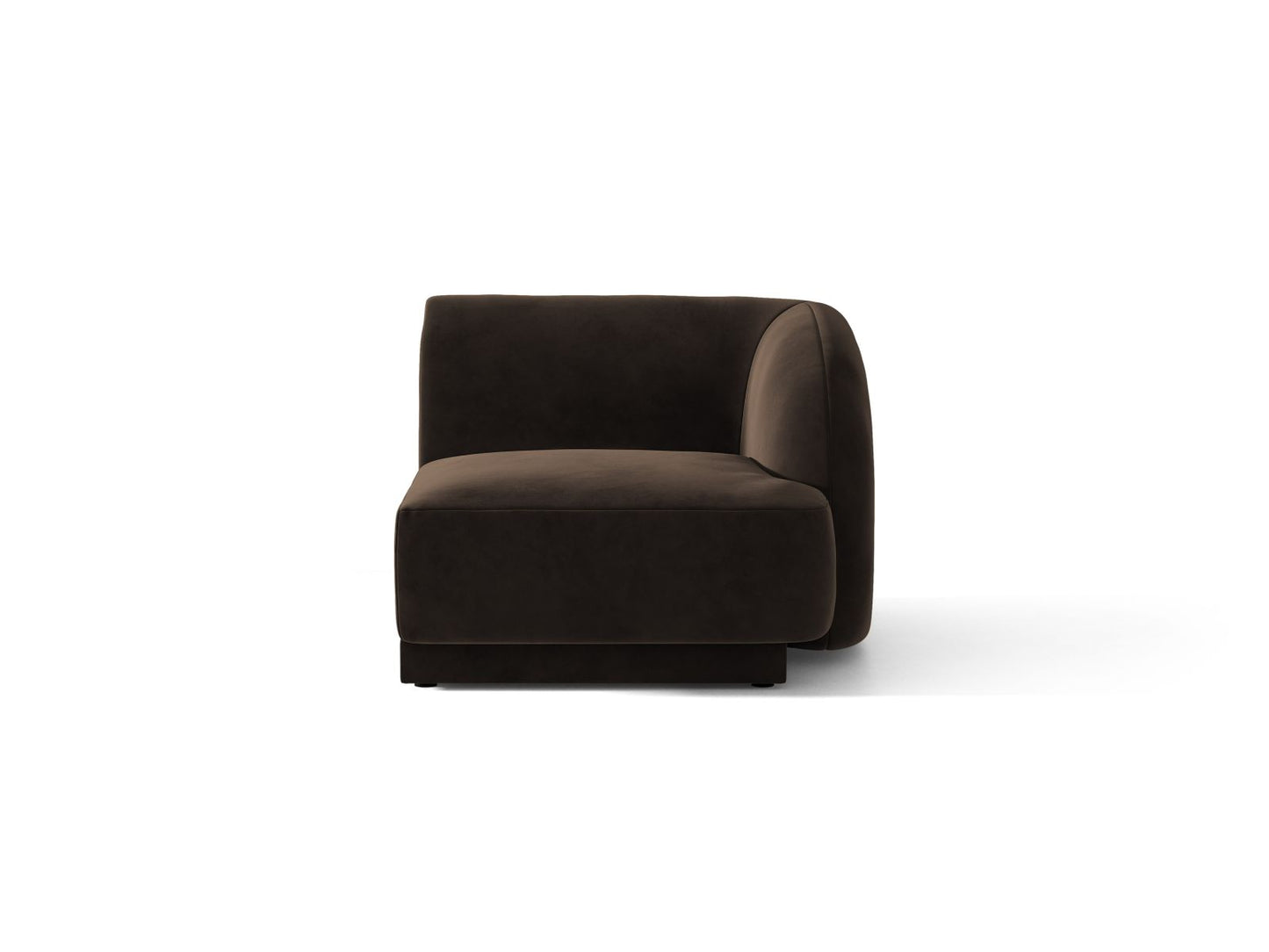 Miley — Modular Sofa Dark Brown (Bluvel 48) Black Plastic Right