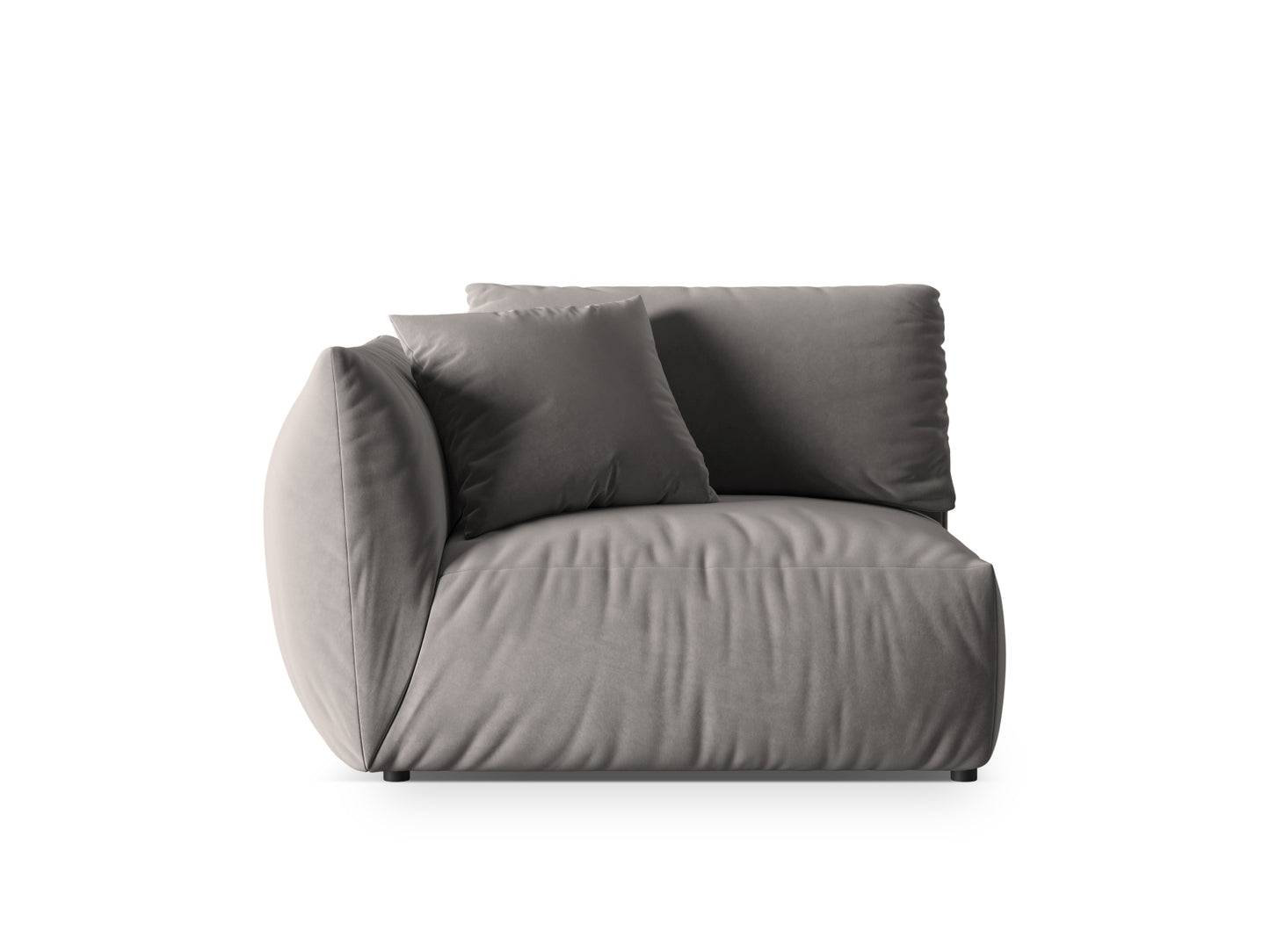 Chris — Modular Sofa Grey (Casino Stone) Black Plastic Left