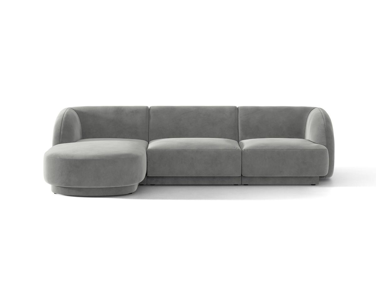 Miley — Corner Sofa Light Grey (Venus 2929) Black Plastic Left