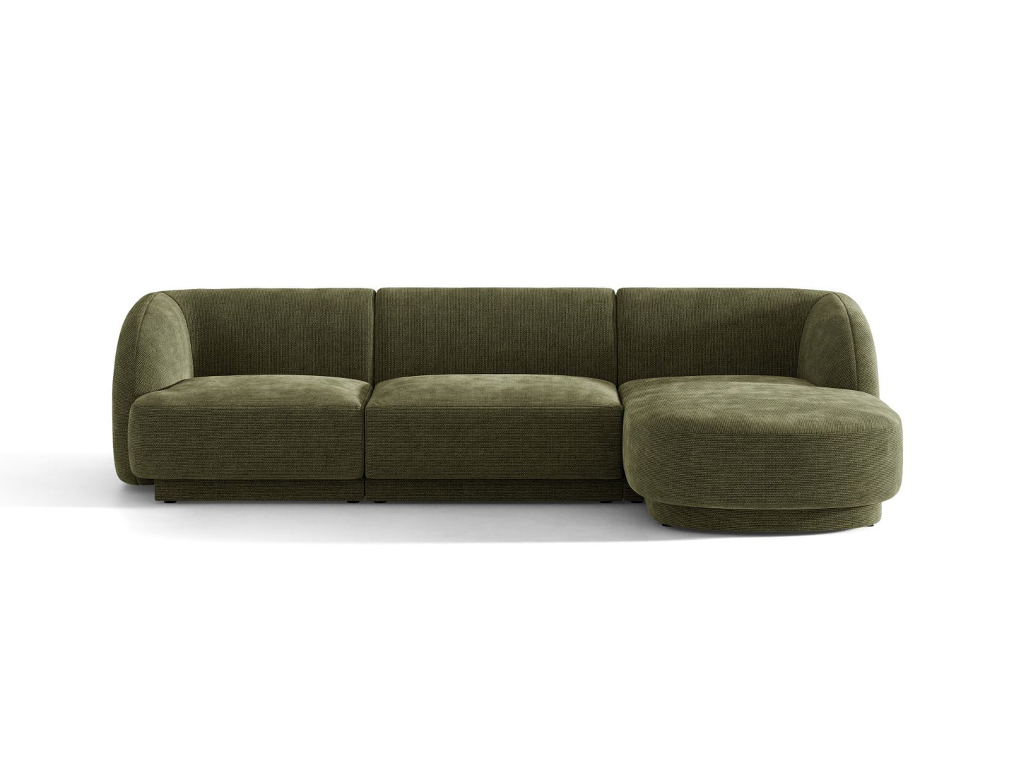 Miley — Corner Sofa Green (Eden 12 Olive) Black Plastic Right
