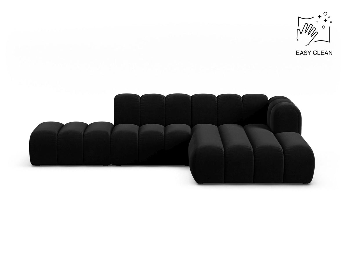 Lupine — Corner Sofa Black (Venus 2923) Black Plastic Right