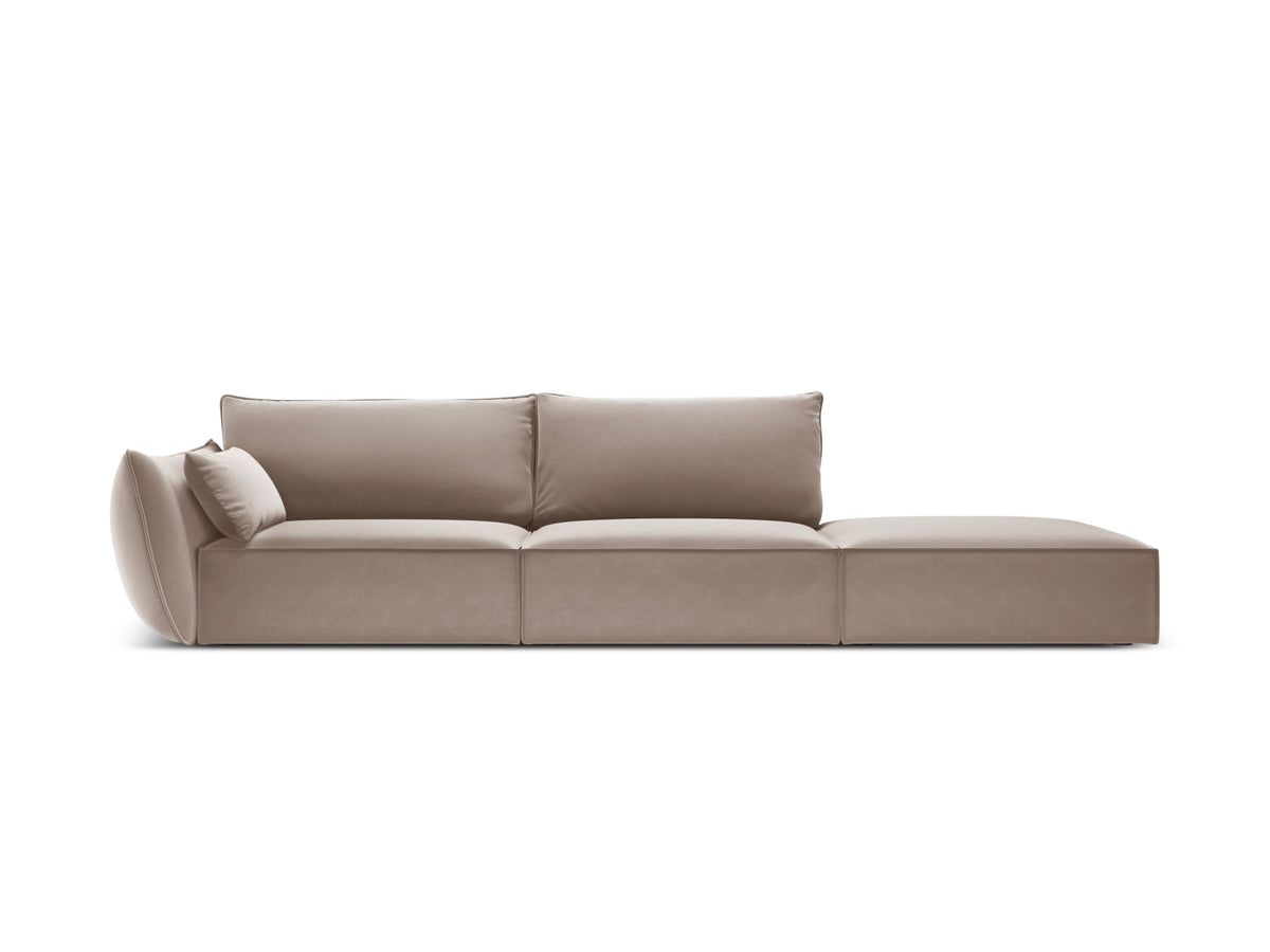 Kaelle — Sofa Cappuccino (Bluvel 40) Black Plastic Right