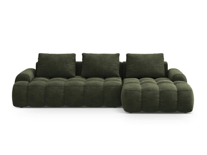 Linz — Corner Sofa Green (Vogue 11) Black Plastic Right