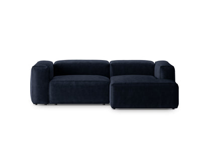 Bergamo — Corner Sofa Navy Blue (Perla 40) Black Plastic Right