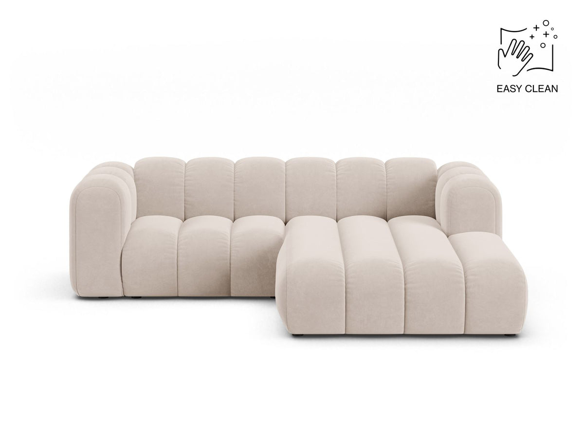 Lupine — Corner Sofa Light Beige (Venus 2927) Black Plastic Right
