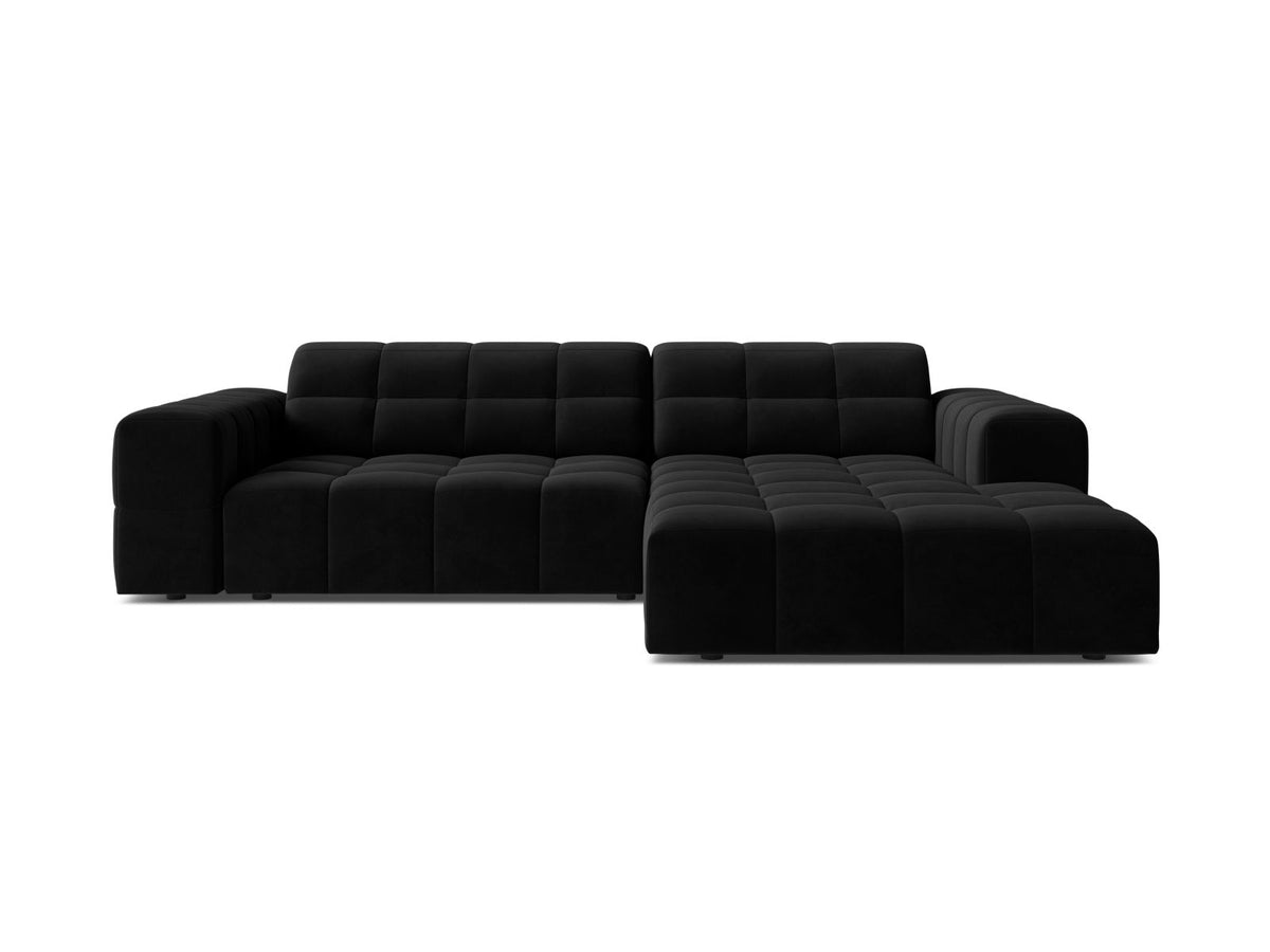 Jennifer — Corner Sofa (234x167x78 cm) Black (Bluvel 19) Right