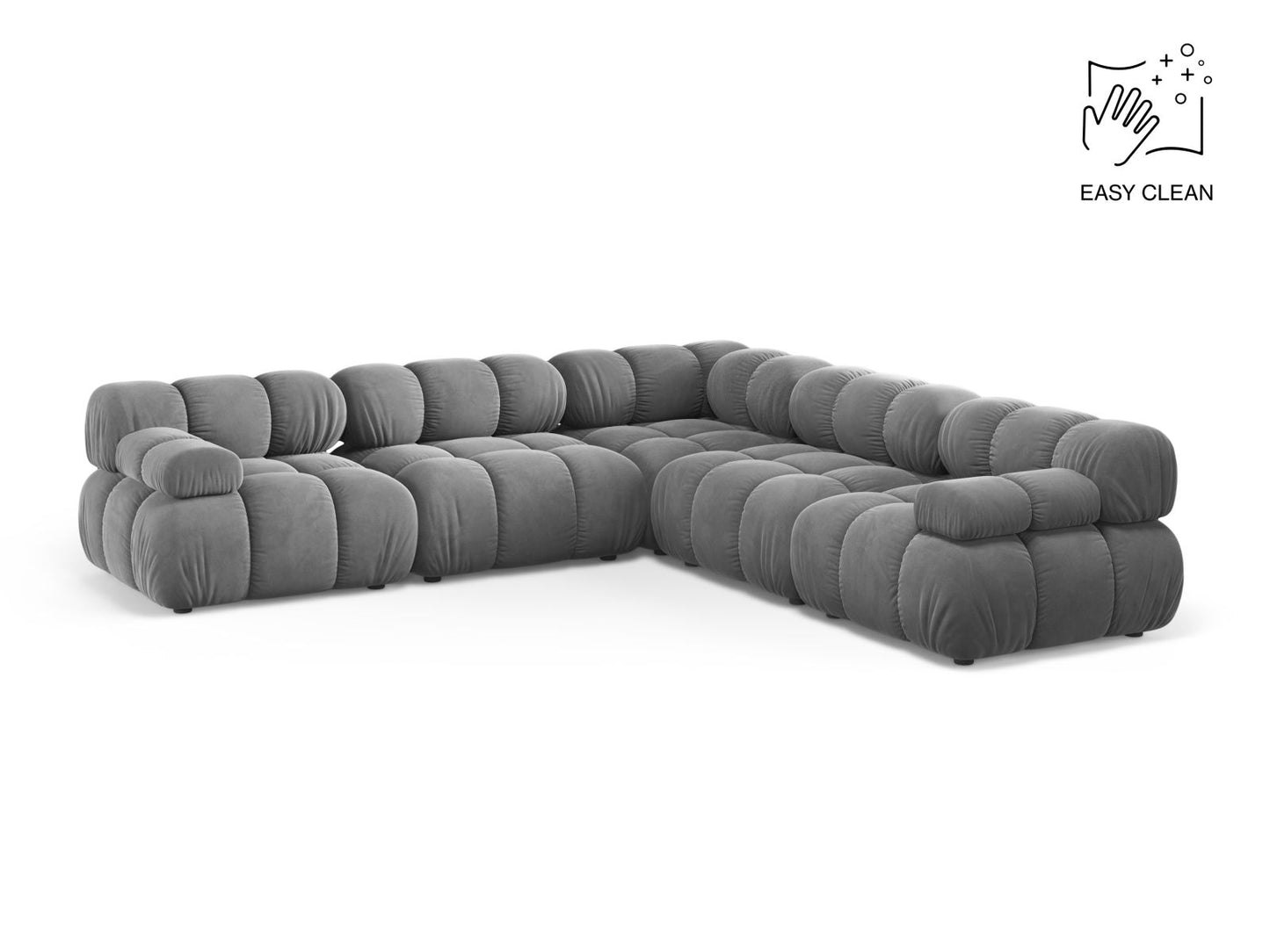 Bellis — Corner Sofa Light Grey (Venus 2929) Black Plastic