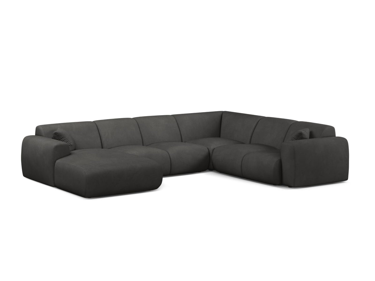 Molino — Panoramic Sofa Dark Grey (Rebel 3) Black Plastic Right