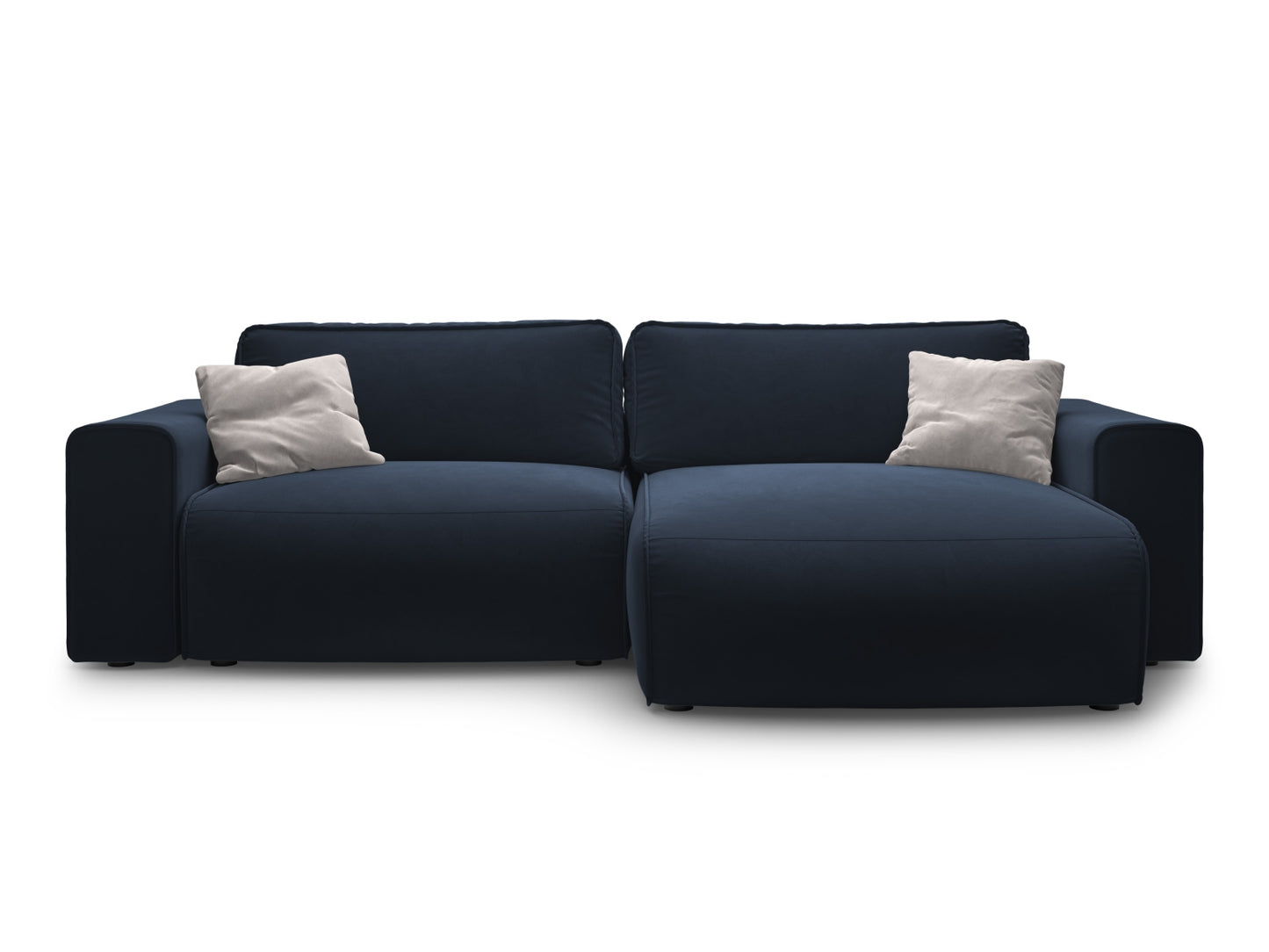 Victor — Corner Sofa Blue (Paris Dark Blue) Black Plastic Right