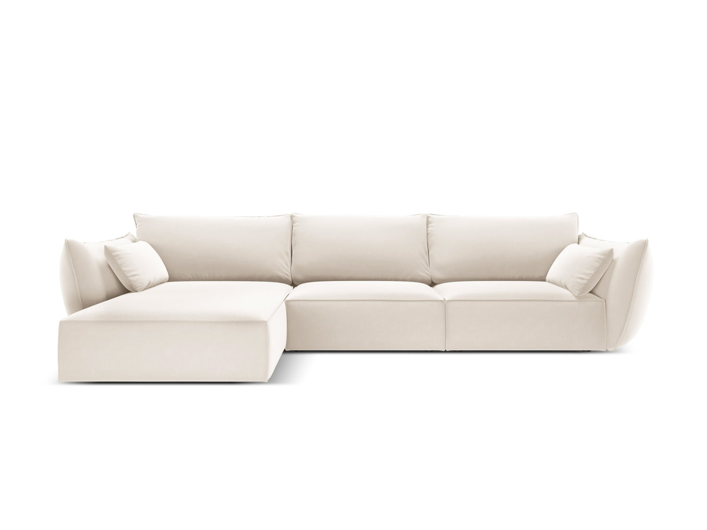 Kaelle — Corner Sofa Light Beige (Bluvel 22) Black Plastic Left