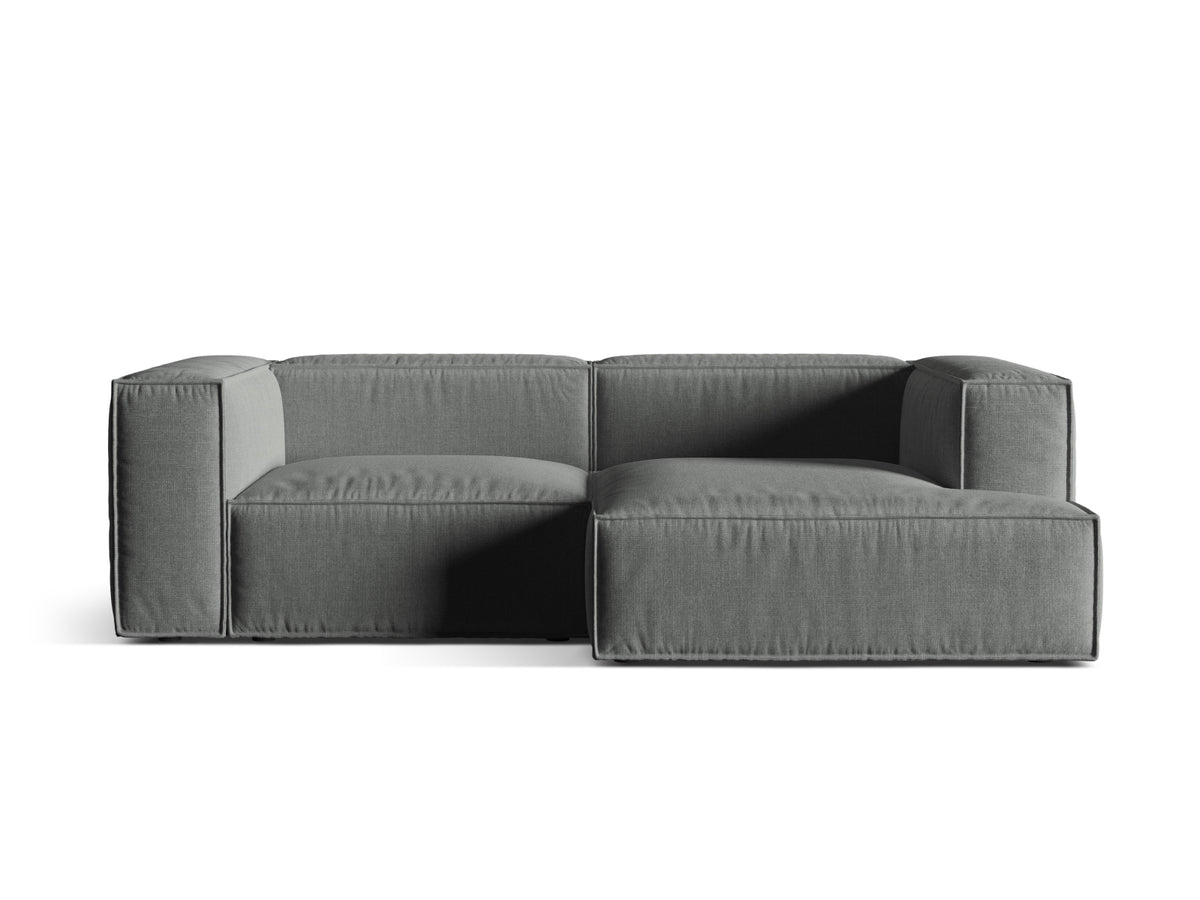 Nuria — Corner Sofa Grey (Liberty 20) Black Plastic Right