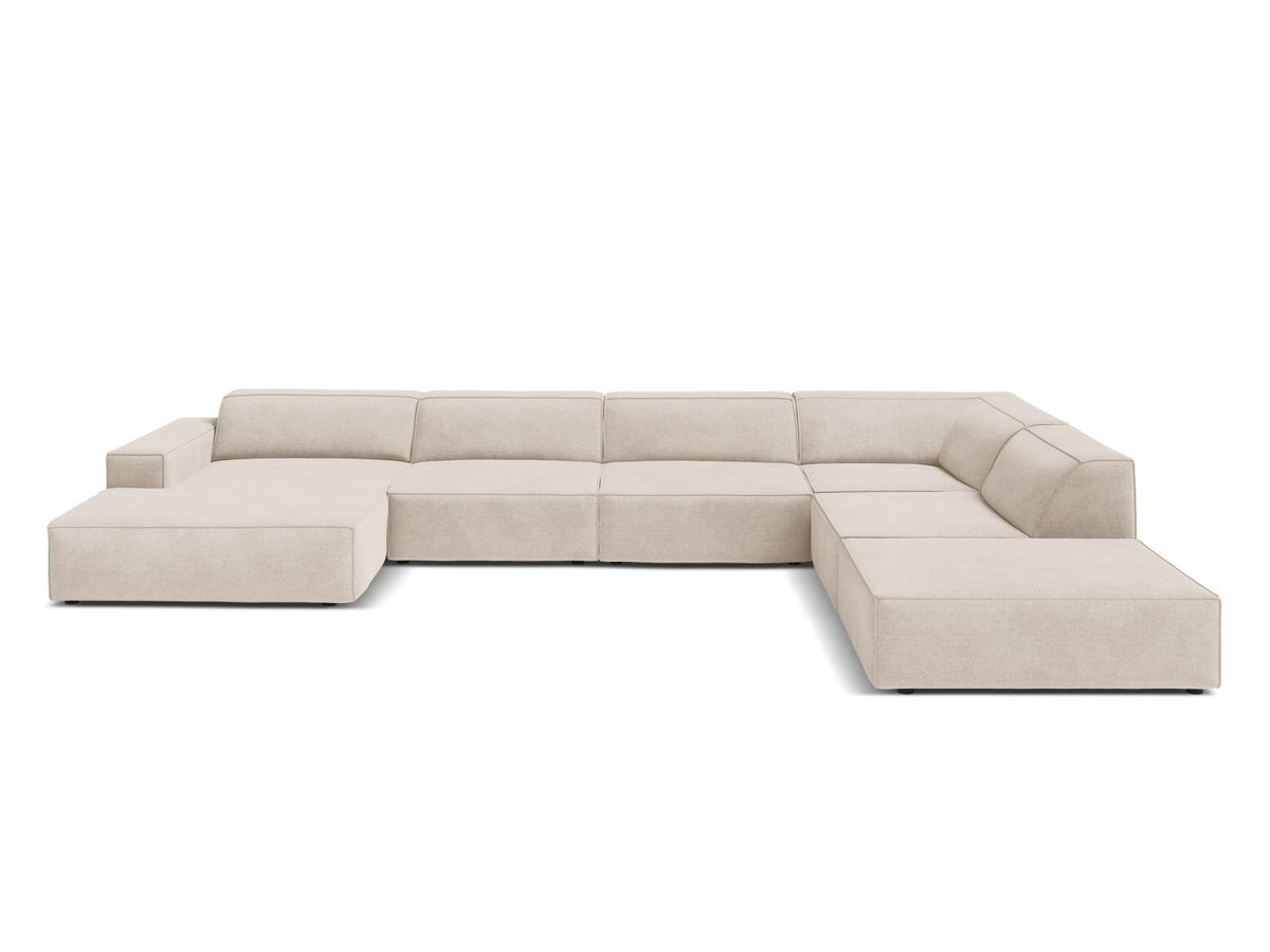 Jodie — Panoramic Sofa Beige (Liberty 2) Black Plastic Right