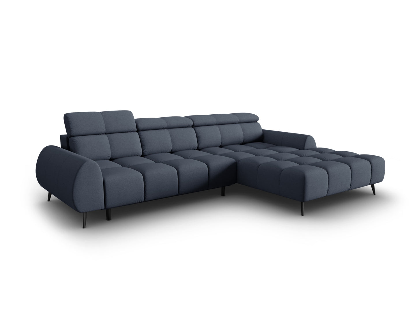 Alyse — Corner Sofa Dark Blue (Nea 86) Black Metal Right