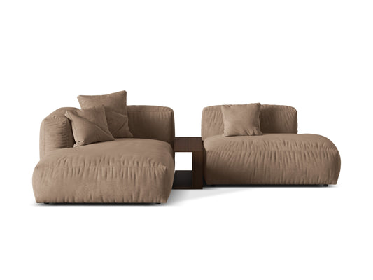 Martina — Corner Sofa Dark Beige (Vogue 3) Black Plastic Left