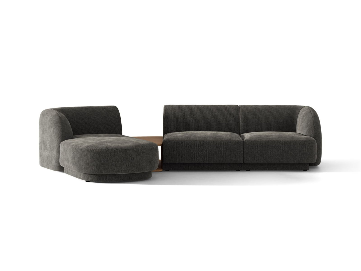 Miley — Sofa Dark Grey (Eden 20 Graphite) Black Plastic Left
