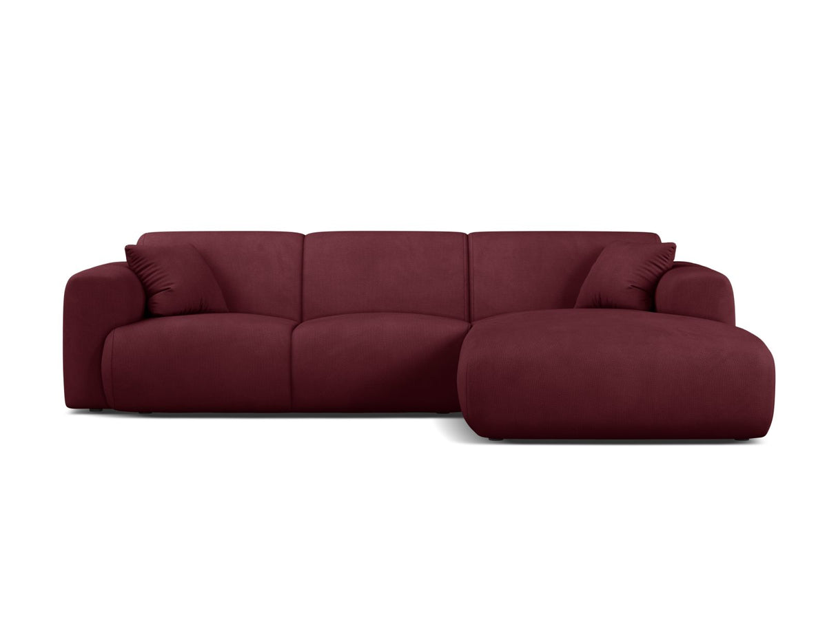 Molino — Corner Sofa Bordeaux (Rebel 10) Black Plastic Right
