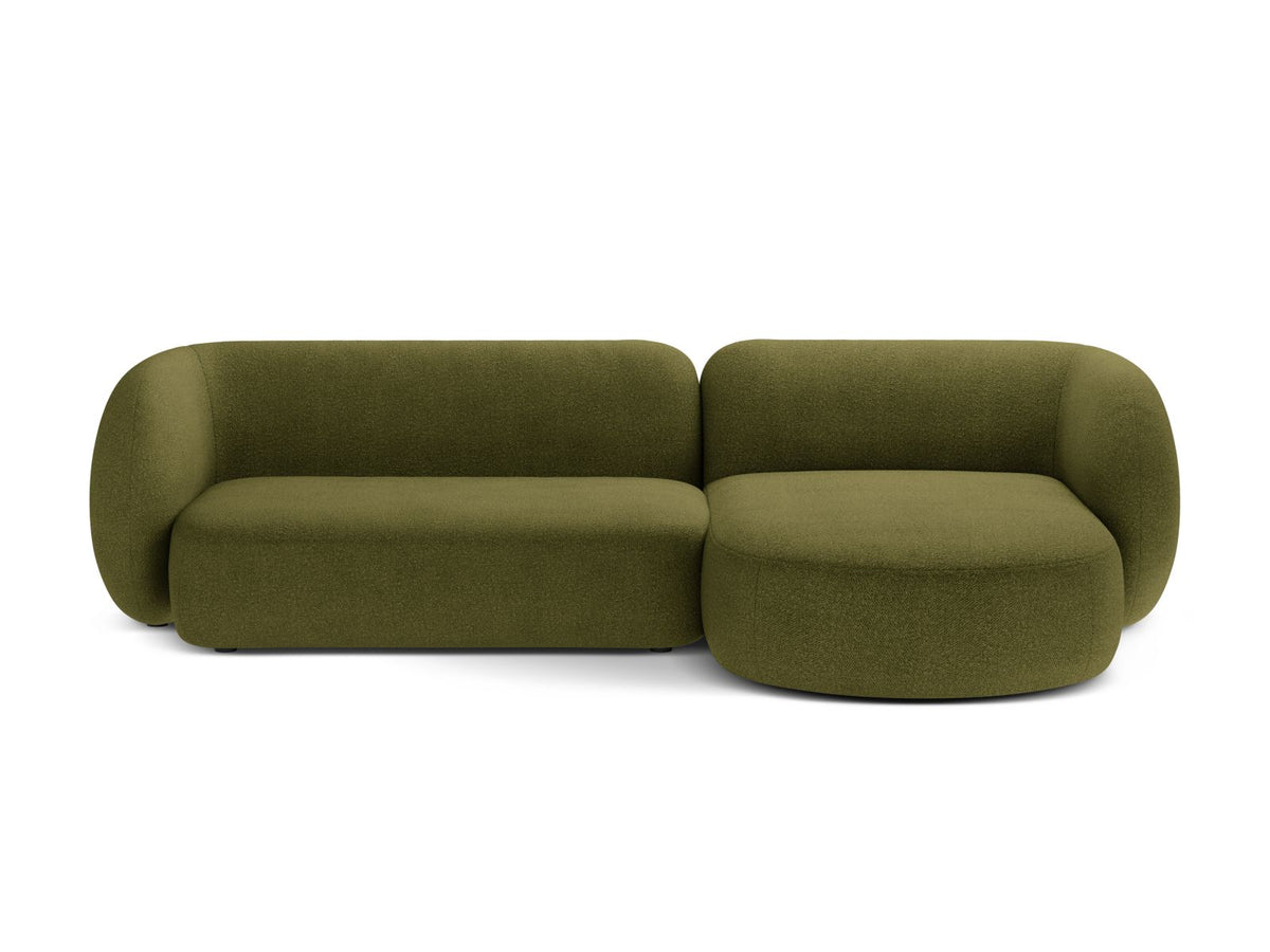 Kate — Corner Sofa Dark Olive Green (Baloo 2090) Black Plastic Right