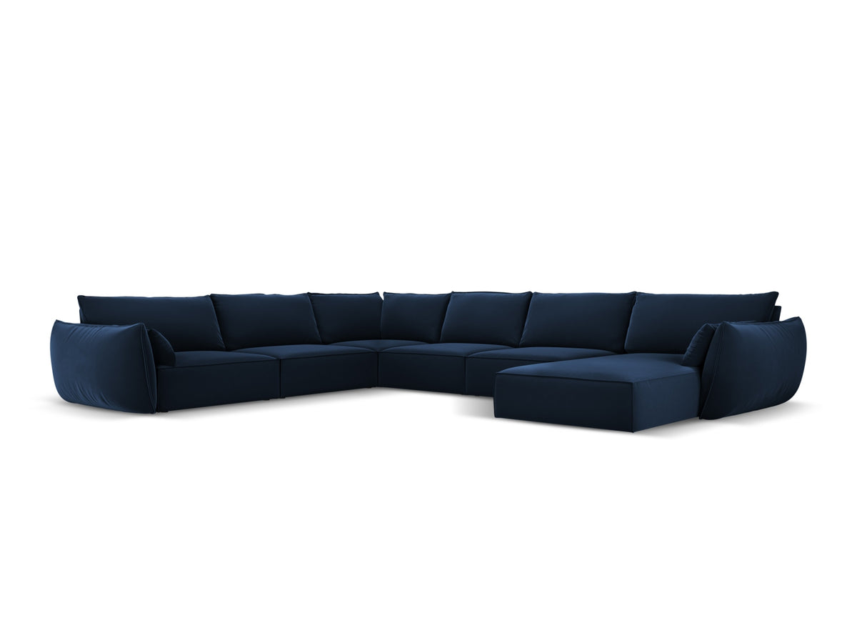 Kaelle — Panoramic Sofa Royal Blue (Bluvel 86) Black Plastic Left