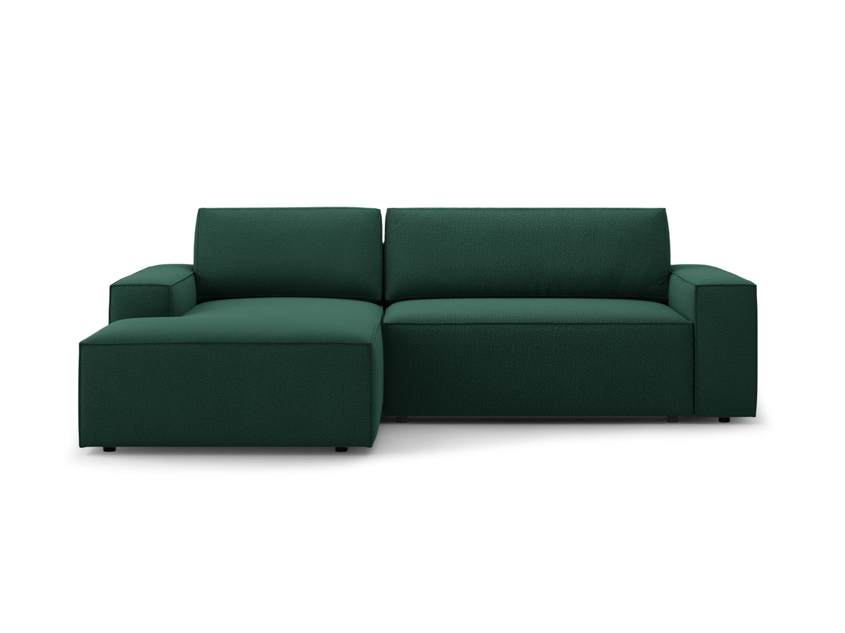 Jodie — Corner Sofa Green (Megan 359) Black Plastic Left