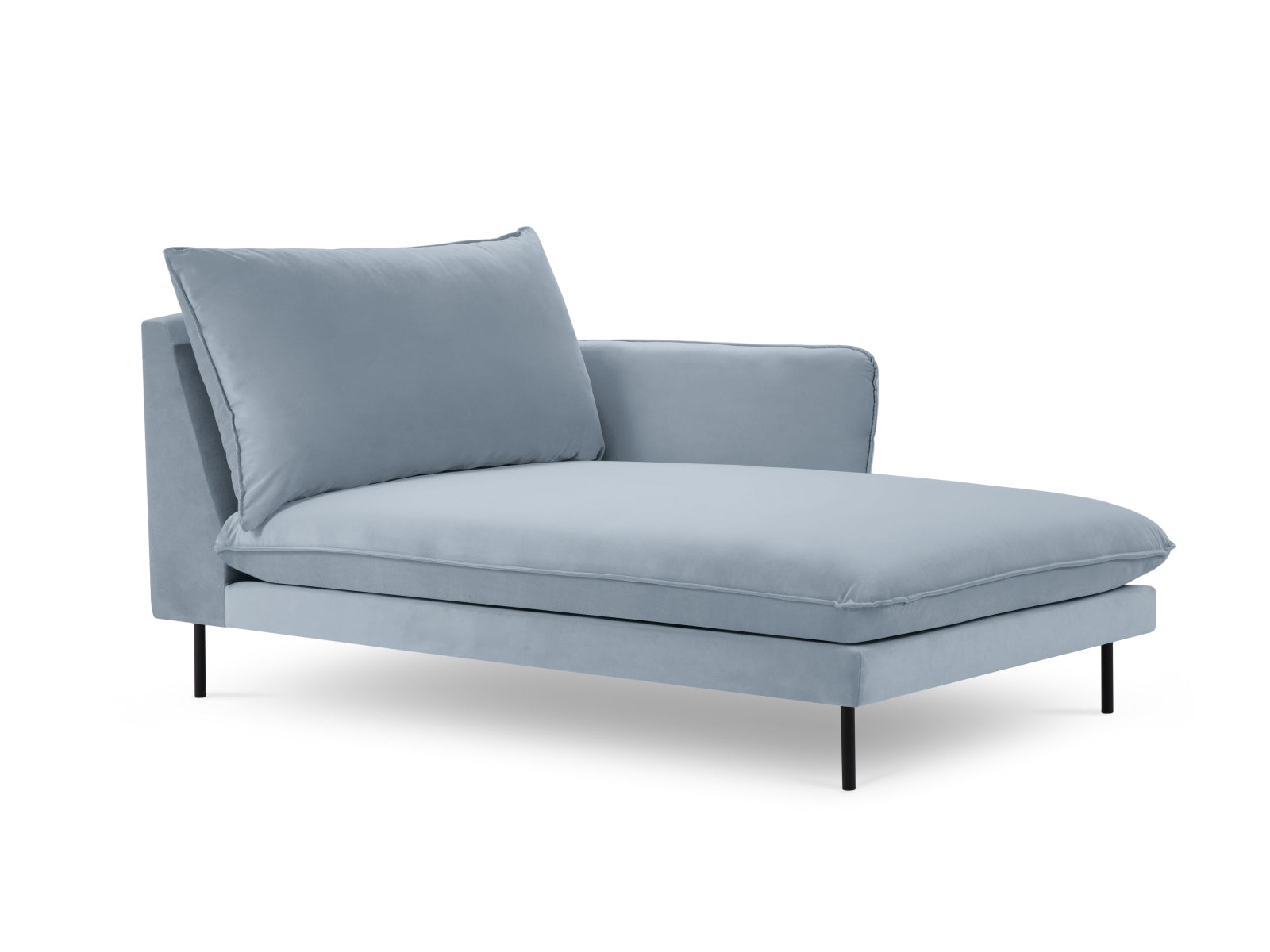 Vienna — Chaise Longue helesinine (Bluvel 06) must metall parem
