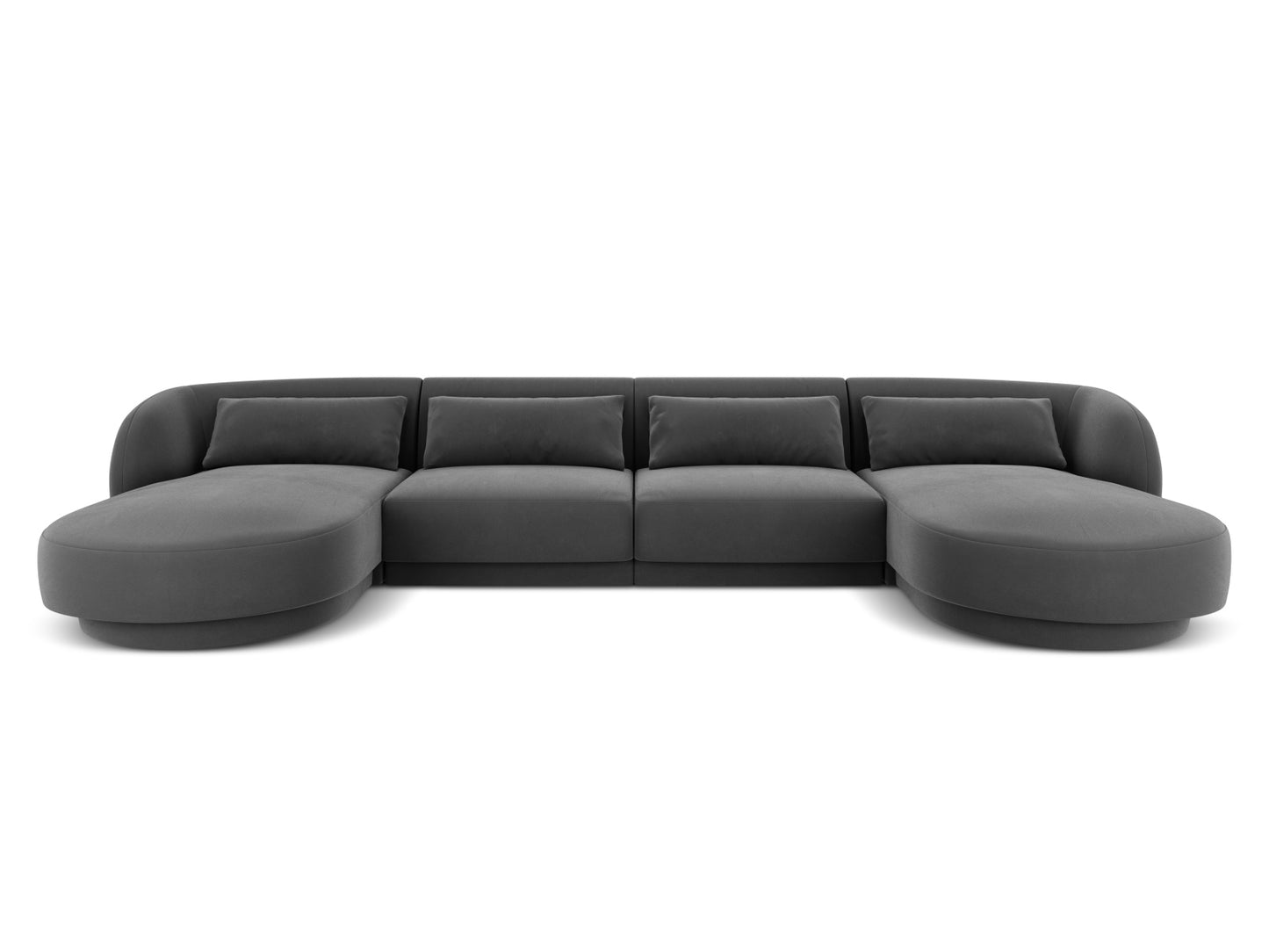 Tulum — Panoramic Sofa Grey (Bluvel 14) Black Plastic