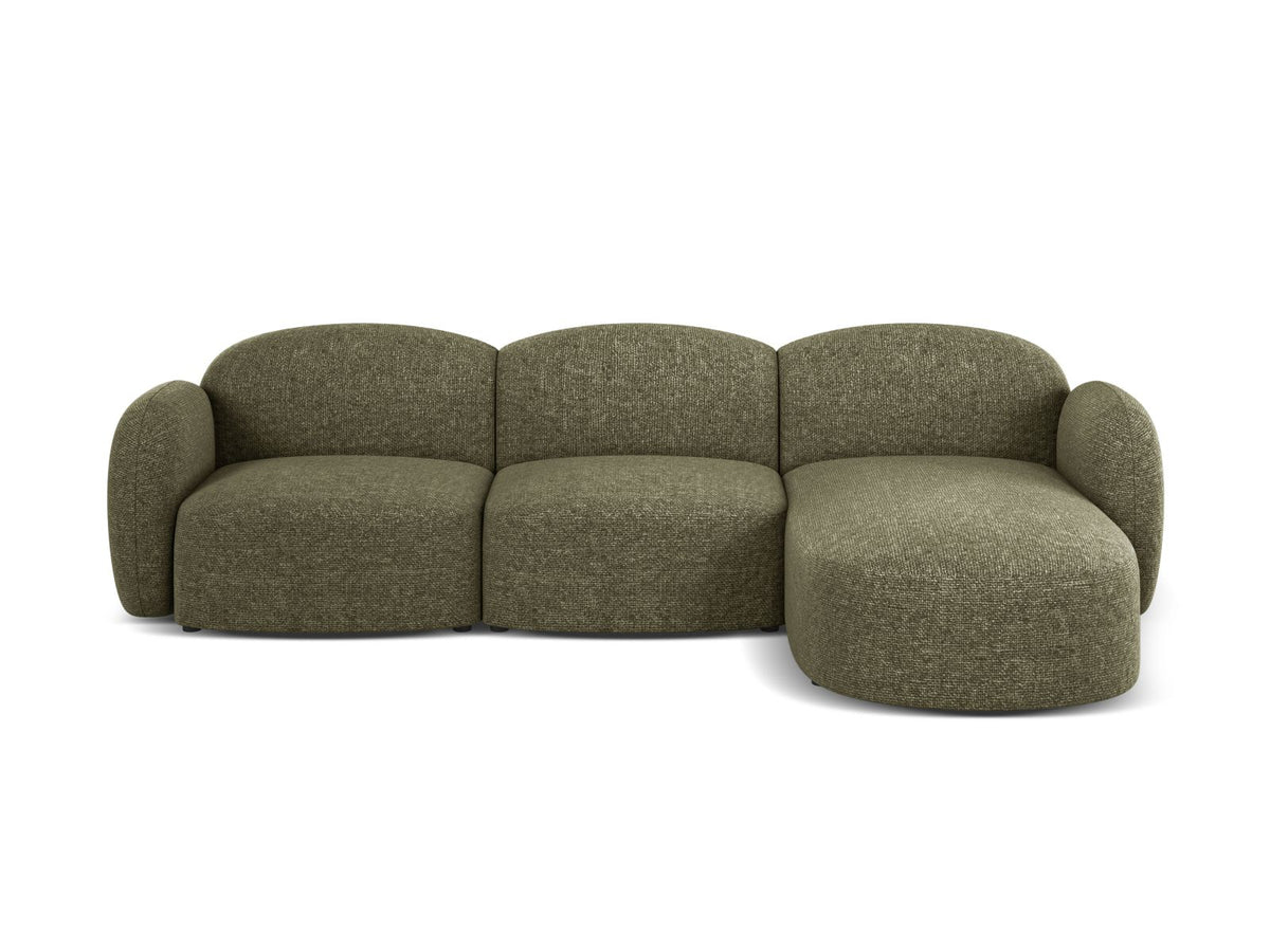 Blair — Corner Sofa Green (Eden 12 Olive) Black Plastic Right