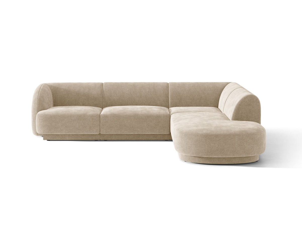 Miley — Corner Sofa Beige (Eden 3 Cream) Black Plastic Right