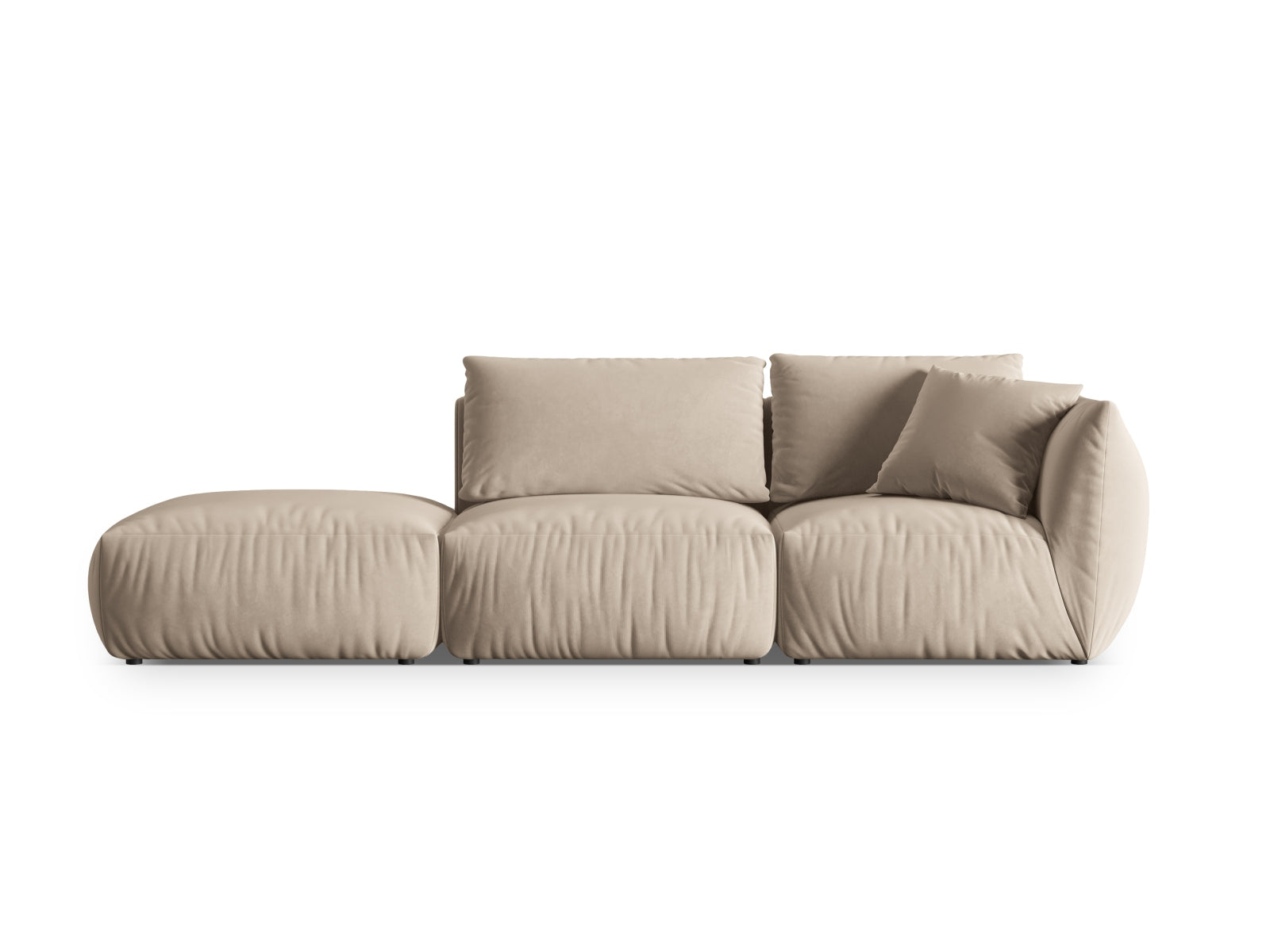 Chris — Sofa Light Beige (Casino Pearl) Black Plastic Left
