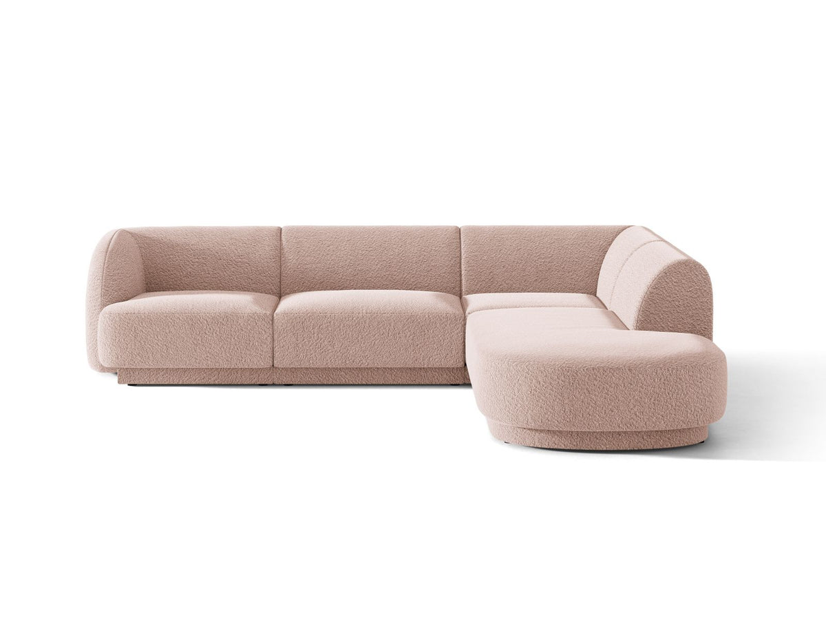 Miley — Corner Sofa Powder Pink (Baloo 2072) Black Plastic Right