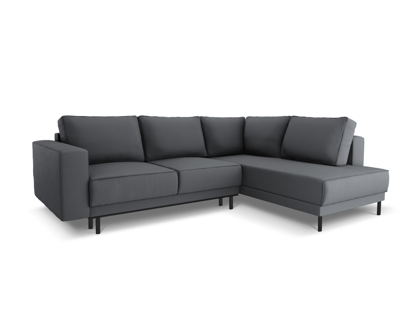 Caro — Corner Sofa Dark Grey (Megan 367) Black Beech Wood Right