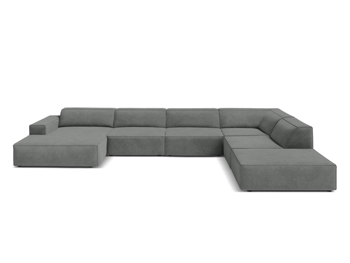 Jodie — Panoramic Sofa Grey (Liberty 20) Black Plastic Right