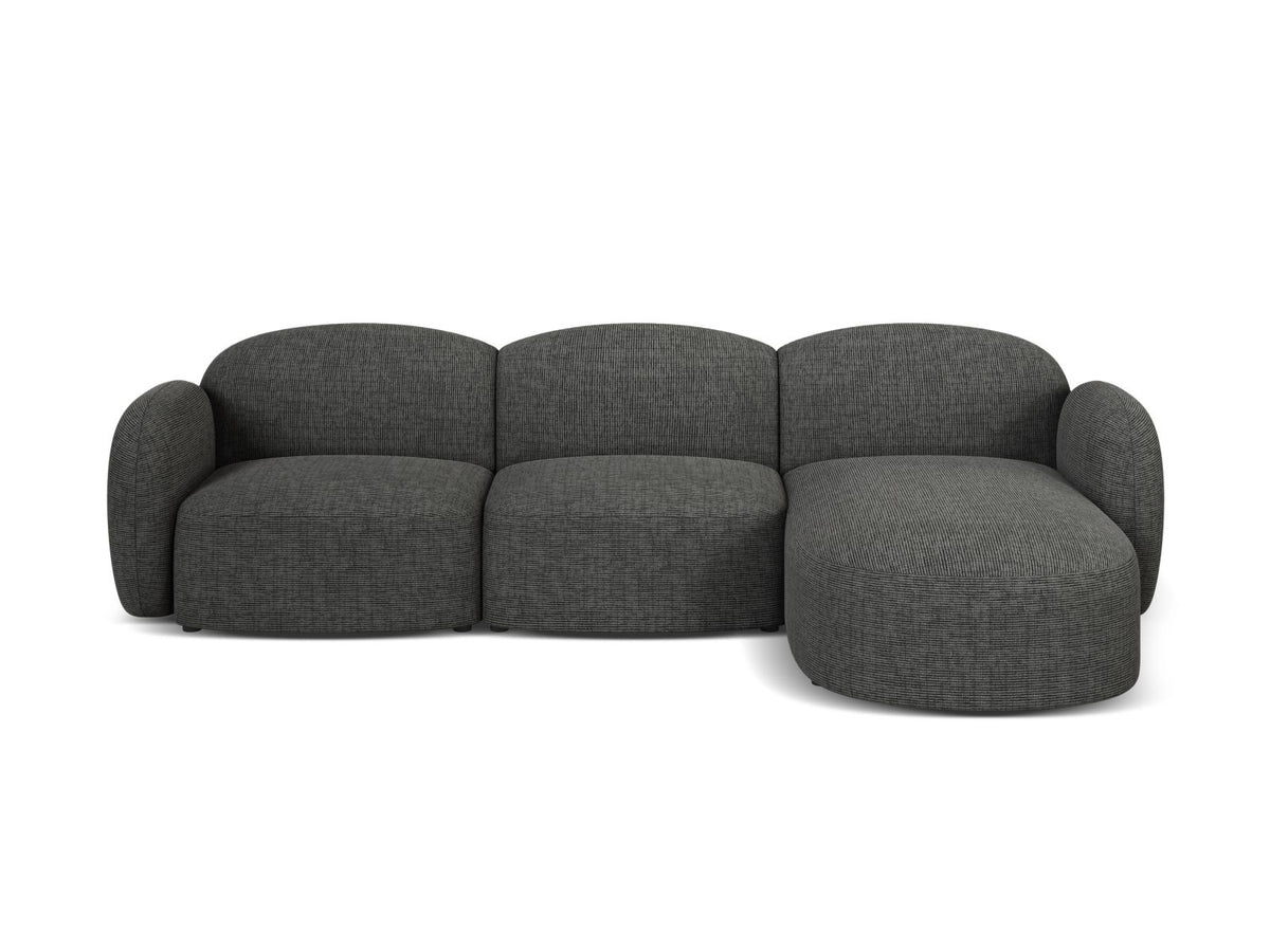 Blair — Corner Sofa Grey Melange (Baltimore Anthracite) Black Plastic Right