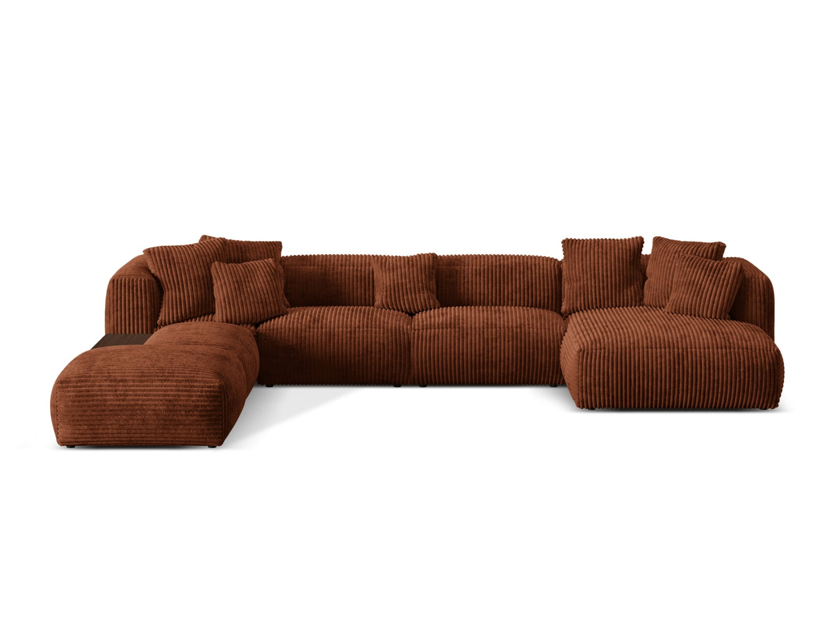 Martina — Panoramic Sofa Brick (Tilia 52) Black Plastic Left