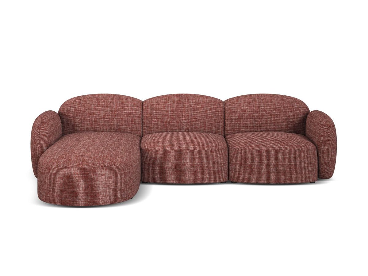 Blair — Corner Sofa Red (Baltimore Marsala) Black Plastic Left