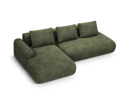 Calma — Corner Sofa Green (Vogue 11) Black Plastic Left