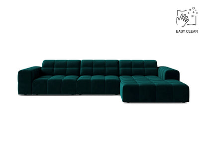 Jennifer — Corner Sofa Deep Petrol (Venus 2911) Black Plastic Right