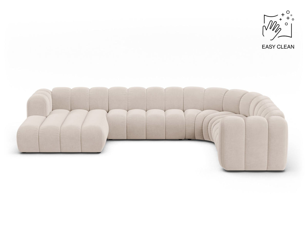 Lupine — Panoramic Sofa Light Beige (Venus 2927) Black Plastic Right